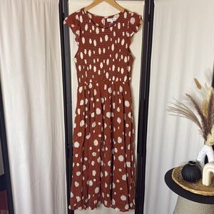THML Rust and White Midi Dress
